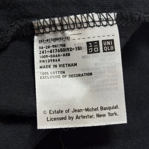 Uniqlo Jean-Michel Basquiat Graphic Print T-Shirt Black Mens Size Small New York - Picture 4 of 7